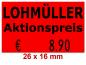 Preview: Aktionsetiketten - Standardaufdruck 26x16 mm Leuchtrot Rechteck Preview: Aktionsetiketten - Standardaufdruck 26x16 mm Leuchtrot Rechteck