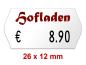 Preview: Preisetiketten 26×12 mm mit Firmenschriftzug oder Logo Weiß Randwölbung