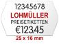 Preview: Preisetiketten 25x16 mm Weiß mit Firmenschriftzug Randwölbung