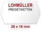 Preview: Preisetiketten 26x16 mm Weiß mit Firmenschriftzug Randwölbung