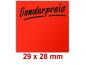 Preview: Preisetiketten mit einem Standardaufdruck, 29 × 28 mm,  leuchtrot