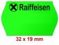 Preview: Preisetiketten mit Standardaufdruck 32x19 mm leuchtgrün Randwölbung
