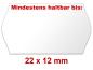 Preview: Preisetiketten 22×12 mm Randwölbung | Weiß Datumsetiketten mit MHD – Aufdruck Preview: Preisetiketten 22×12 mm Randwölbung | Weiß Datumsetiketten mit MHD – Aufdruck