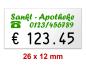 Preview: Preisetiketten 26x12 mm mit ihrem Firmenschriftzug Randwölbung
