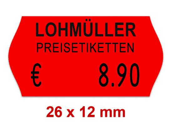 Preisetiketten im Format 26 mm × 12 mm farbig, Firmenlogo oder individualisierten Text