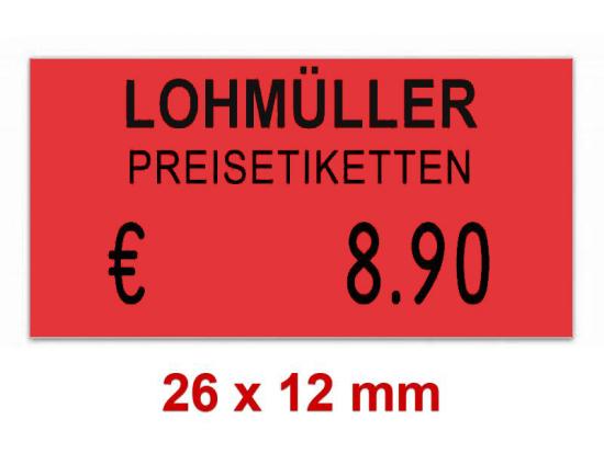 Preisetiketten 26×12 mm Rechteck Standardfarbe mit Firmenschriftzug