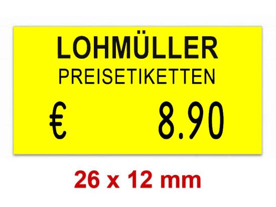 Preisetiketten 26×12 mm Rechteck Standardfarbe mit Firmenschriftzug