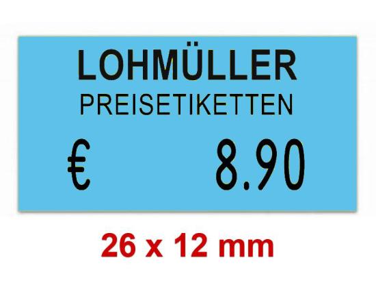 Preisetiketten 26×12 mm Rechteck Standardfarbe mit Firmenschriftzug