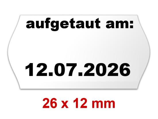 26×12 mm Randwölbung Etiketten mit einem MHD - Mindesthaltbarkeit Aufdruck