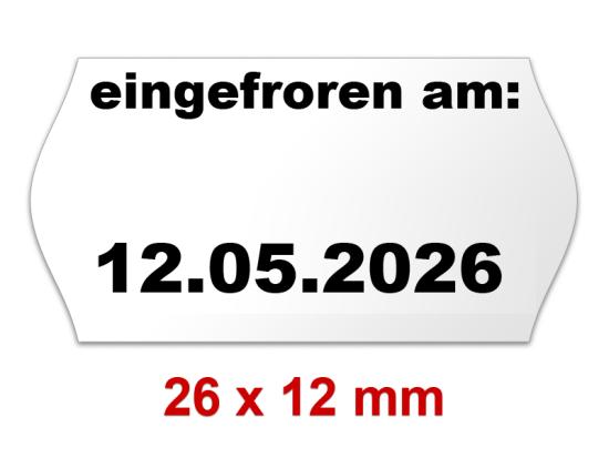 26×12 mm Randwölbung Etiketten mit einem MHD - Mindesthaltbarkeit Aufdruck