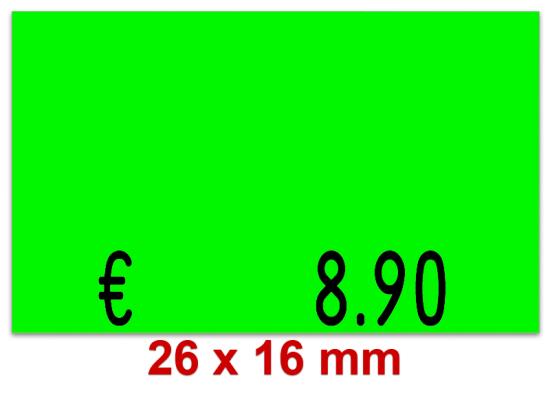 Etiketten 26×16 mm farbig Randwölbung, Standardfarben und Leuchtfarben mit einem Logo oder individuellem Text.