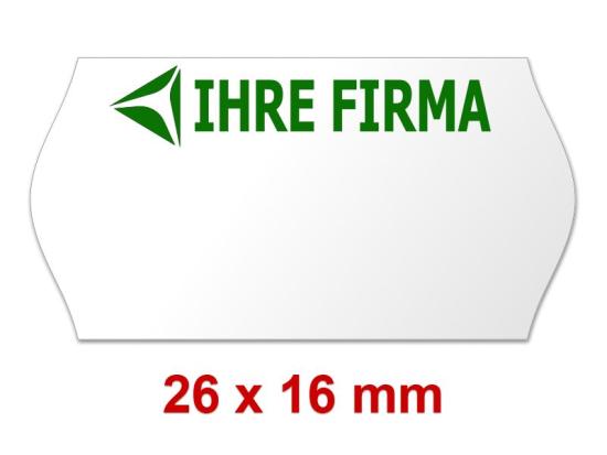 Outdoor Preisetiketten 26x16 mm Weiß Firma / Logo Randwölbung