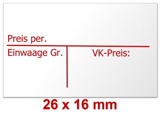 Preisetiketten mit Standardaufdruck 26x16 mm weiß Rechteck