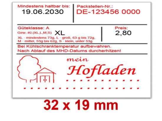 Preisetiketten 29x28 mm, Eierkennzeichnung auf Eierschachteln, Verkaufspackungen
