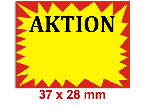 Aktionsetiketten 37x28 mm Rahmen in Rot, Papierfarbe Leuchtgelb