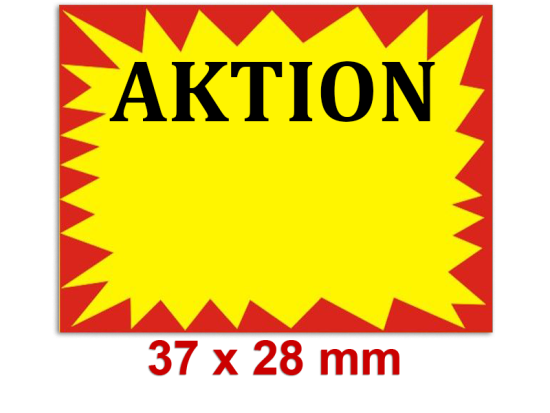 Aktionsetiketten 37x28 mm Rahmen in Rot/Leuchtgelb