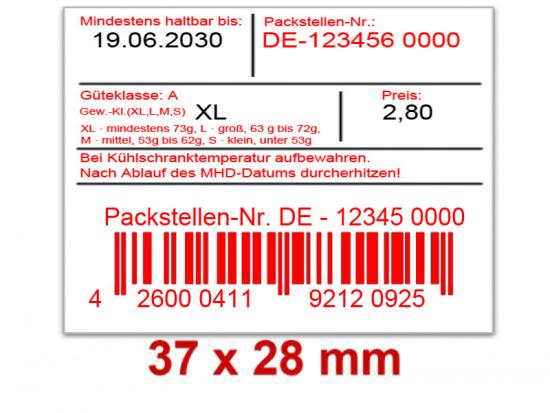 Preisetiketten 37x28 mm weiß Rechteck für Eierschachteln
