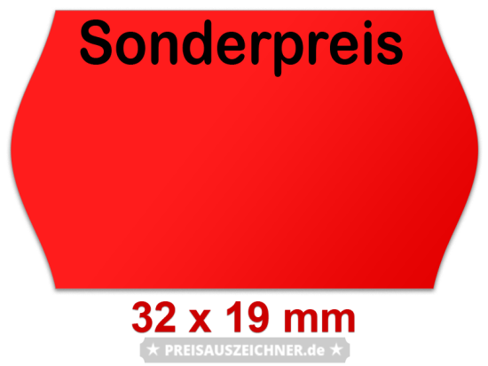 32×19 mm Randwölbung Leuchtfarben, Aktionsetiketten mit SV - Standardaufdruck