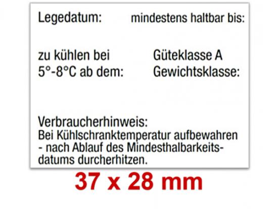 Preisetiketten 37x28 mm Eierkennzeichnung auf Eierschachteln