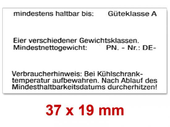 Preisetiketten 37x19 mm Eierkennzeichnung auf Eierschachteln