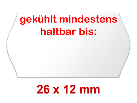 26×12 mm Randwölbung Etiketten mit einem MHD - Mindesthaltbarkeit Aufdruck