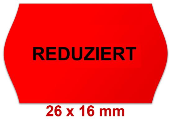 Preisetiketten 26×16 mm Leuchtrot Randwölbung Aktionsetikett mit SV = Standardaufdruck