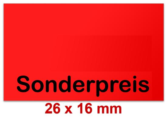 Aktionsetiketten - Standardaufdruck 26x16 mm Leuchtrot Rechteck