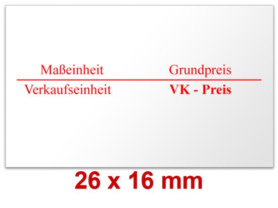 Outdoor Preisetiketten 26x16 mm Weiß mit Firmenschriftzug Rechteck