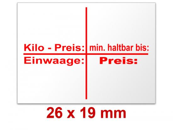 Preisetiketten mit Standardaufdruck 26x19 mm weiß Rechteck