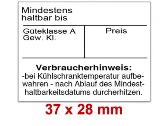 Eierschachtel-Kennzeichnung Etikettengröße: 37 × 28 mm