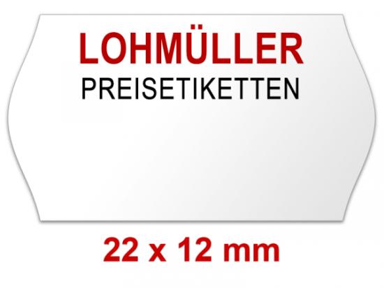 Preisetiketten 22×12 mm Weiß bedruckt mit Ihrem Logo oder Wunschtext