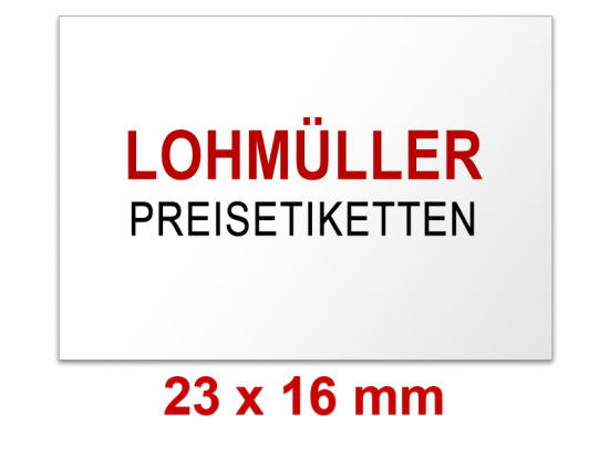 Preisetiketten 23x16 mm weiß, mit Firmenschriftzug
