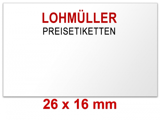 Preisetiketten 26x16 mm mit ihrem Firmenschriftzug Rechteck