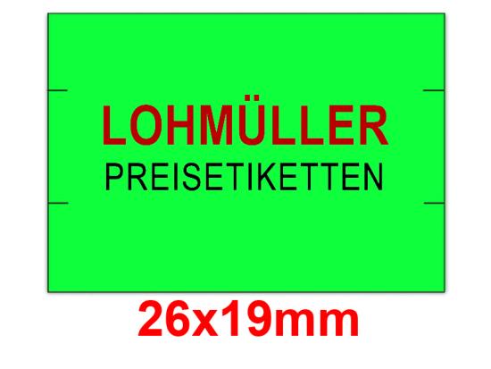 Preisetiketten 26x19 mm, -farbig-Firmenschriftzug