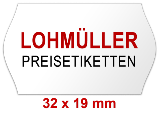 Outdoor-Preisetiketten 32 × 19 mm Randwölbung, mit Firmenschriftzug oder Logo