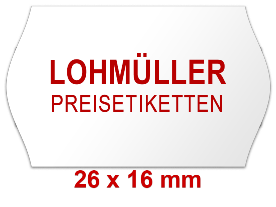 Outdoor Preisetiketten 26x16 mm weiß Randwölbung mit Firmenlogo