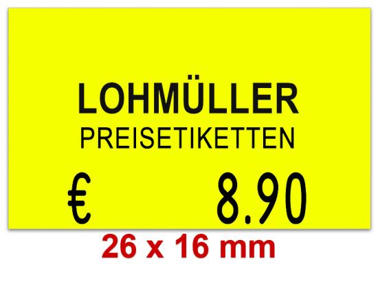 Outdoor Preisetiketten 26x16 mm Standardfarben mit Firmenschriftzug