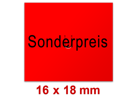 Preisetiketten mit Standardvordruck 16x18 mm leuchtrot