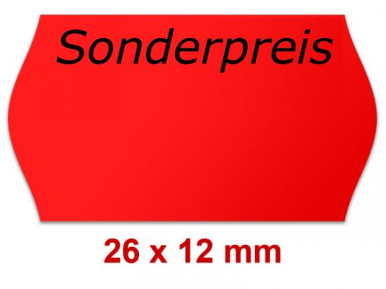 Preisetiketten Aktionsetiketten 26 x12 mm Randwölbung Leuchtrot mit SV Standardaufdruck