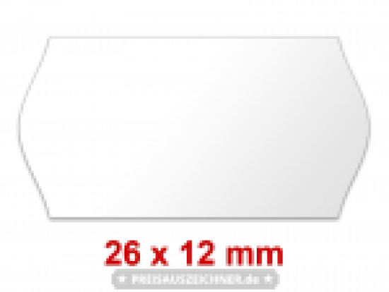 Preisetiketten 26x12 mm Weiß, Randwölbung