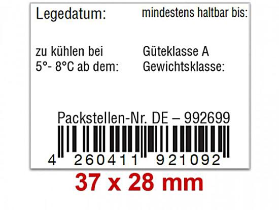 Preisetiketten 37x28 mm weiß Rechteck für Eierschachteln