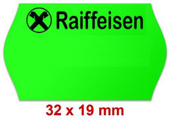 Preisetiketten mit Standardaufdruck 32x19 mm leuchtgrün Randwölbung