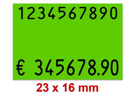 Preisetiketten 23x16 mm Leuchtfarbe mit Firmenschriftzug Rechteck