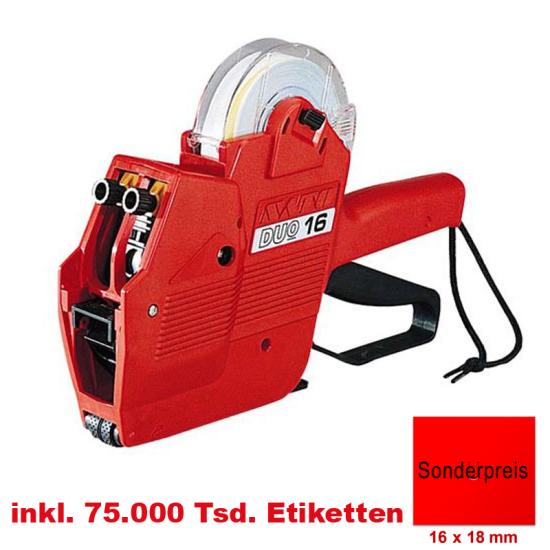 Auszeichner Sato Duo 16 zweizeilig - inkl. 75.000 Etiketten 16×18 mm