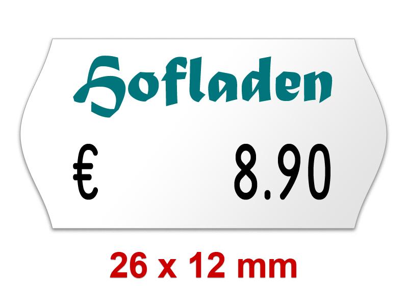 Preisetiketten 26x12 mm Weiß Randwölbung Preisetiketten 26x12 mm Weiß Randwölbung
