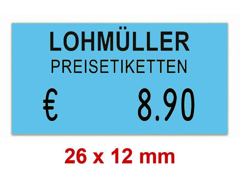 Preisetiketten 26×12 mm Rechteck Standardfarbe mit Firmenschriftzug
