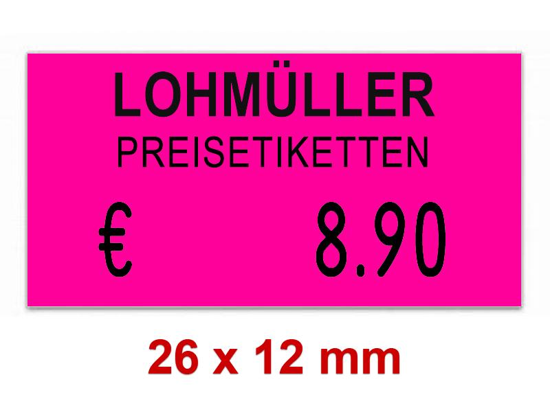 Preisetiketten 26x12 mm Leuchtfarben mit Firmenschriftzug Rechteck Preisetiketten 26x12 mm Leuchtfarben mit Firmenschriftzug Rechteck