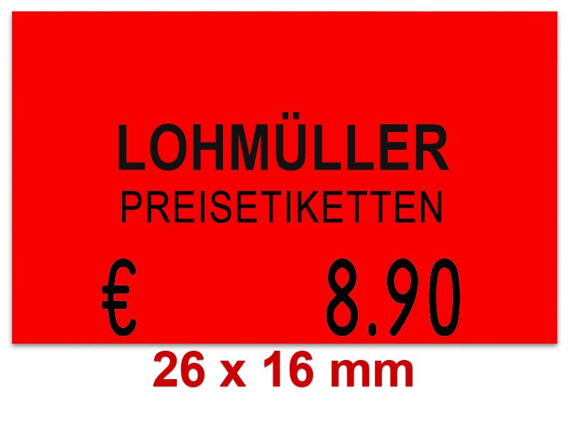Etiketten 26x16 mm leucht-rot-Rechteck