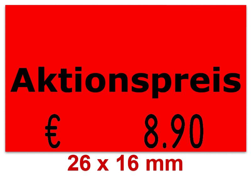 Aktionsetiketten - Standardaufdruck 26x16 mm Leuchtrot Rechteck Aktionsetiketten - Standardaufdruck 26x16 mm Leuchtrot Rechteck