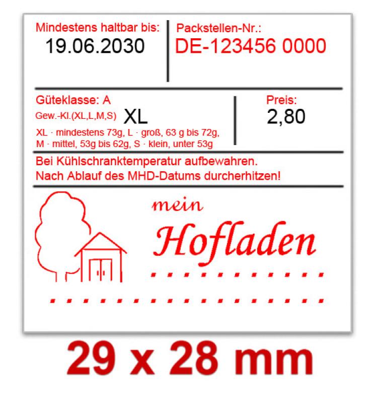 Preisetiketten 29x28 mm, Eierkennzeichnung auf Eierschachteln, Verkaufspackungen